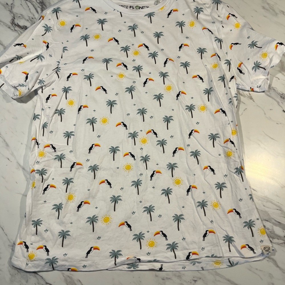 White Tropical Print Men's Shirt